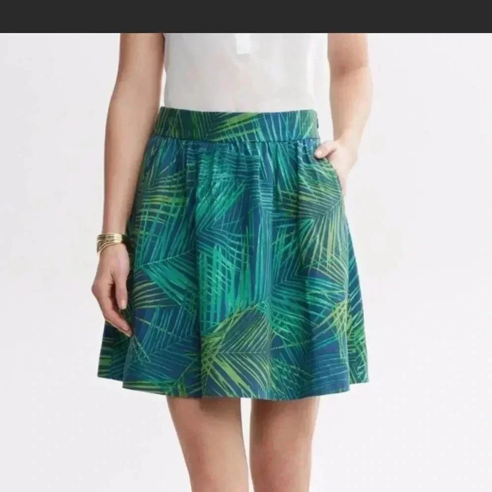 Tropical Green Pattern A-Line Skirt